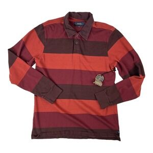 NWT Roark Maroon Colorblock L/S Cotton Polo Shirt Mens Size Medium M